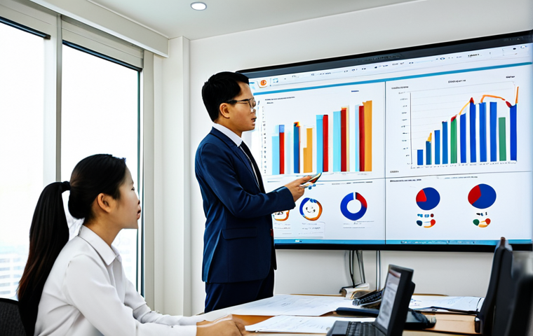 Business Analyst Meeting**

"A professional Business Analyst in appropriate attire, fully clothed, leading a meeting with diverse team members in a modern Ho Chi Minh City office, discussing project progress, charts and graphs displayed on a screen, safe for work, perfect anatomy, natural proportions, professional environment, modest attire, family-friendly, high-quality image."

**