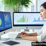 비즈니스 애널리스트 자격증 종류 - A modern professional Vietnamese business analyst in a bright office setting, wearing smart casual a...