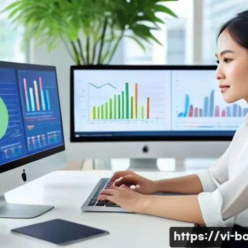 비즈니스 애널리스트 자격증 종류 - A modern professional Vietnamese business analyst in a bright office setting, wearing smart casual a...